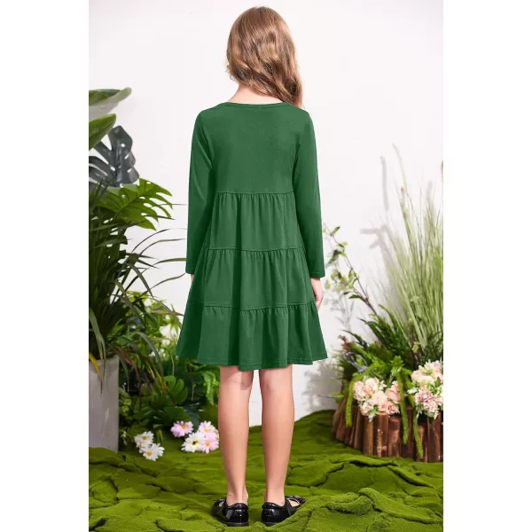 Arshiner Girl Long Sleeve Dress Tiered Ruffle Swing Tunic Shirt Dress
