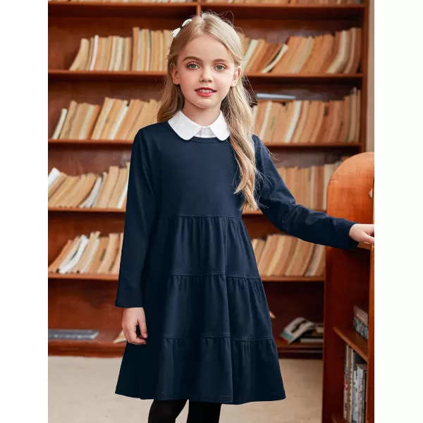 Arshiner Girl Long Sleeve Dress Tiered Ruffle Swing Tunic Shirt Dress