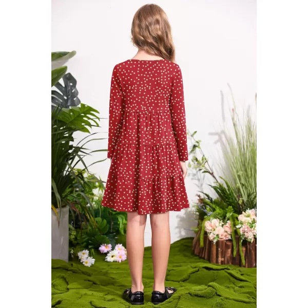 Arshiner Girl Long Sleeve Dress Tiered Ruffle Swing Tunic Shirt Dress