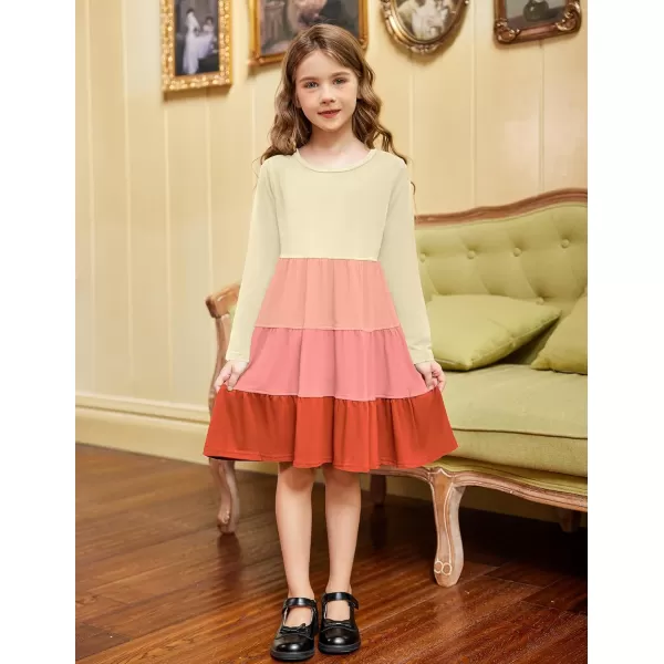 Arshiner Girl Long Sleeve Dress Tiered Ruffle Swing Tunic Shirt Dress