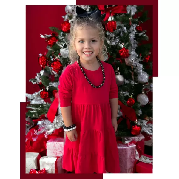 Arshiner Girl Long Sleeve Dress Tiered Ruffle Swing Tunic Shirt Dress