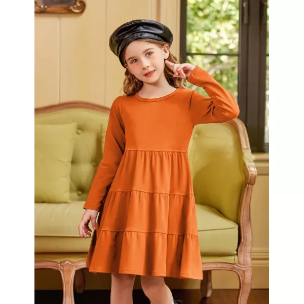 Arshiner Girl Long Sleeve Dress Tiered Ruffle Swing Tunic Shirt Dress