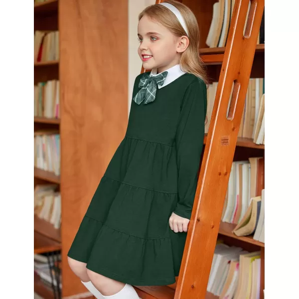 Arshiner Girl Long Sleeve Dress Tiered Ruffle Swing Tunic Shirt Dress