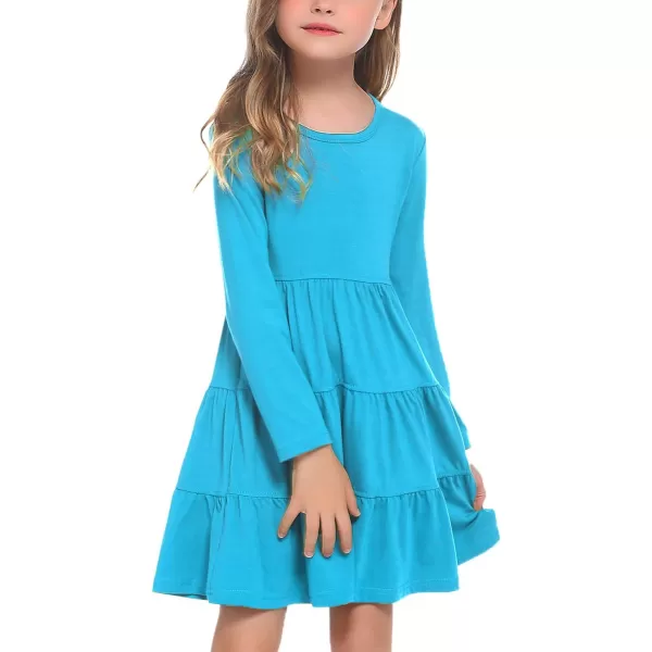 Arshiner Girl Long Sleeve Dress Tiered Ruffle Swing Tunic Shirt Dress