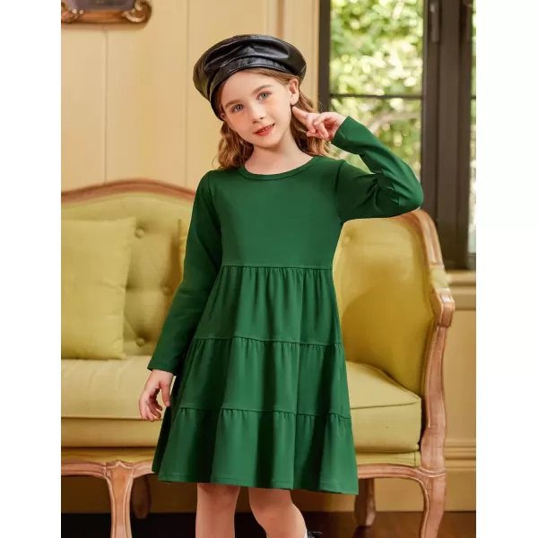 Arshiner Girl Long Sleeve Dress Tiered Ruffle Swing Tunic Shirt Dress