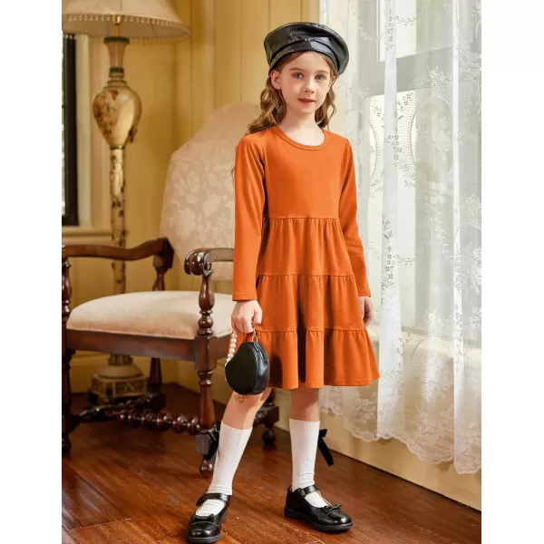 Arshiner Girl Long Sleeve Dress Tiered Ruffle Swing Tunic Shirt Dress