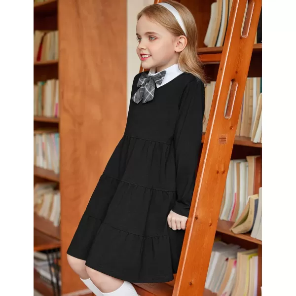 Arshiner Girl Long Sleeve Dress Tiered Ruffle Swing Tunic Shirt Dress