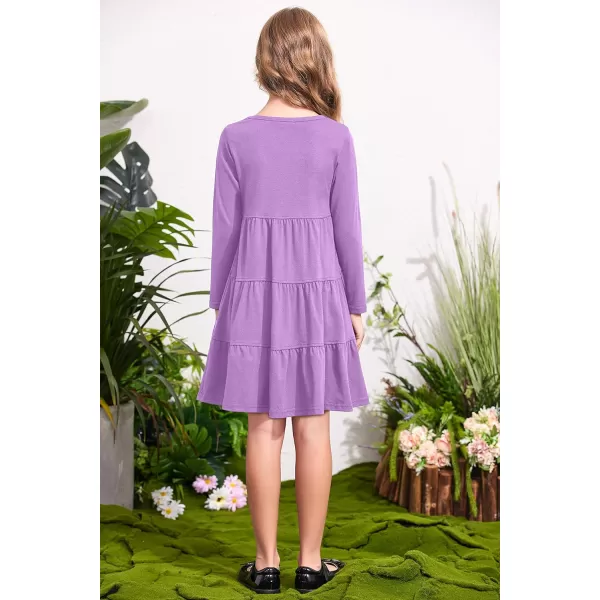 Arshiner Girl Long Sleeve Dress Tiered Ruffle Swing Tunic Shirt Dress