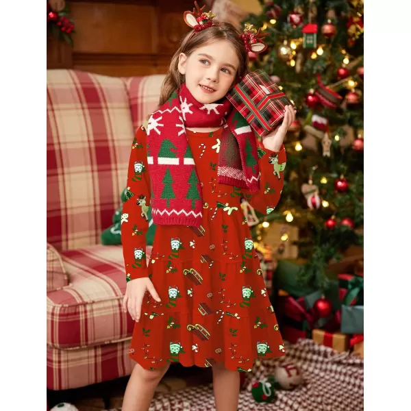 Arshiner Girl Long Sleeve Dress Tiered Ruffle Swing Tunic Shirt Dress