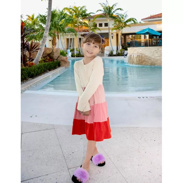 Arshiner Girl Long Sleeve Dress Tiered Ruffle Swing Tunic Shirt Dress