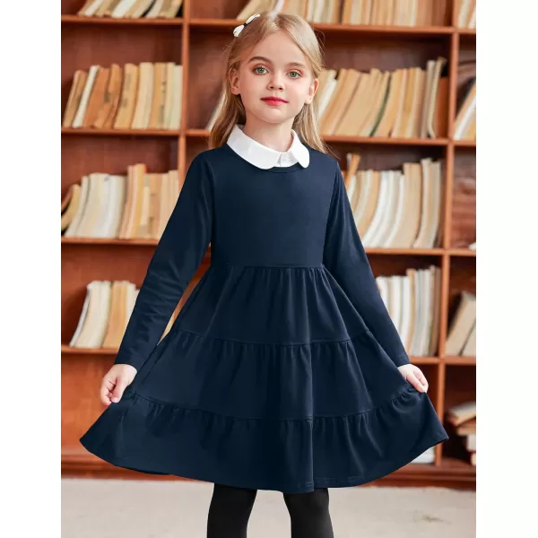 Arshiner Girl Long Sleeve Dress Tiered Ruffle Swing Tunic Shirt Dress