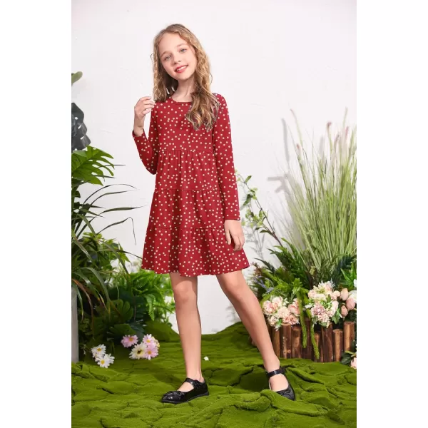 Arshiner Girl Long Sleeve Dress Tiered Ruffle Swing Tunic Shirt Dress
