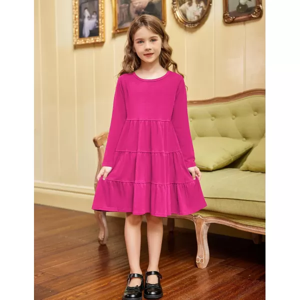 Arshiner Girl Long Sleeve Dress Tiered Ruffle Swing Tunic Shirt Dress