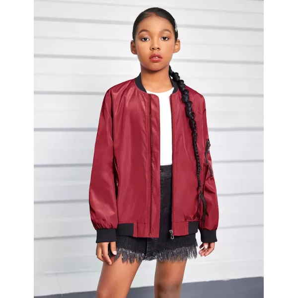 Arshiner Girls Bomber Jacket Casual Coat Zip Up Outerwear with Pockets for 4-12 Years