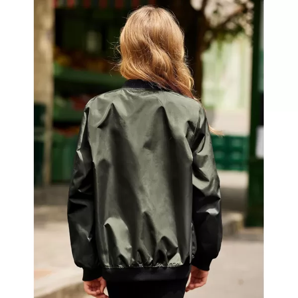 Arshiner Girls Bomber Jacket Casual Coat Zip Up Outerwear with Pockets for 4-12 Years