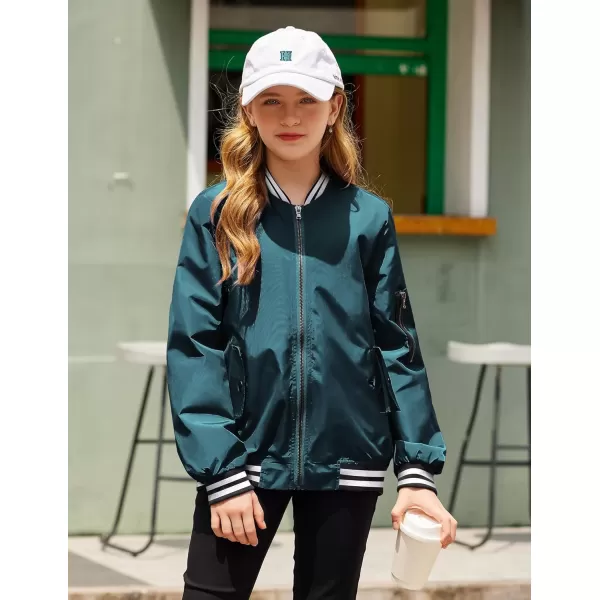 Arshiner Girls Bomber Jacket Casual Coat Zip Up Outerwear with Pockets for 4-12 Years