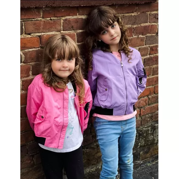Arshiner Girls Bomber Jacket Casual Coat Zip Up Outerwear with Pockets for 4-12 Years