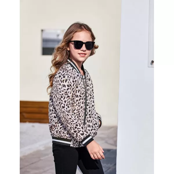 Arshiner Girls Bomber Jacket Casual Coat Zip Up Outerwear with Pockets for 4-12 Years