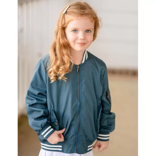 Arshiner Girls Bomber Jacket Casual Coat Zip Up Outerwear with Pockets for 4-12 Years