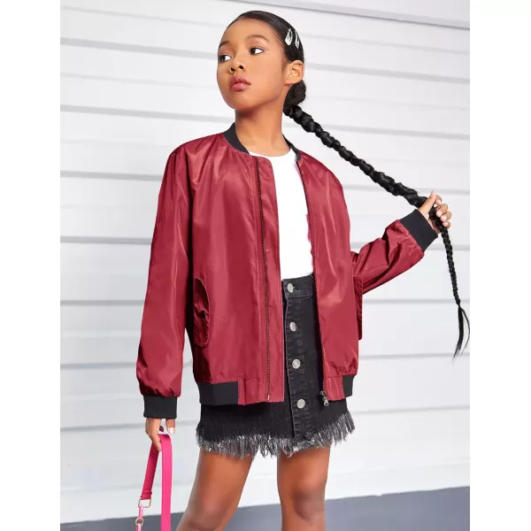 Arshiner Girls Bomber Jacket Casual Coat Zip Up Outerwear with Pockets for 4-12 Years