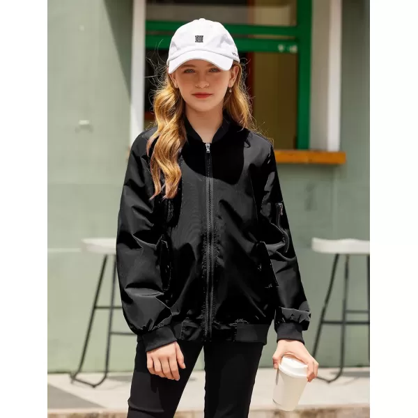 Arshiner Girls Bomber Jacket Casual Coat Zip Up Outerwear with Pockets for 4-12 Years