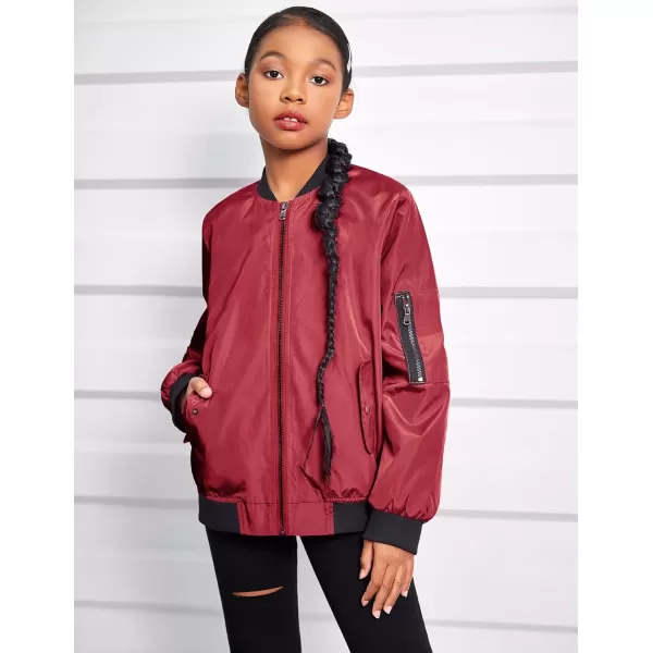Arshiner Girls Bomber Jacket Casual Coat Zip Up Outerwear with Pockets for 4-12 Years