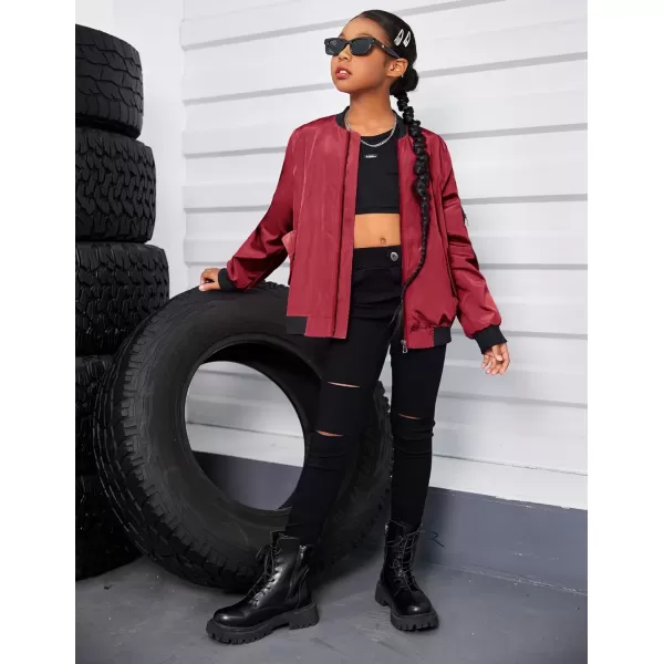 Arshiner Girls Bomber Jacket Casual Coat Zip Up Outerwear with Pockets for 4-12 Years