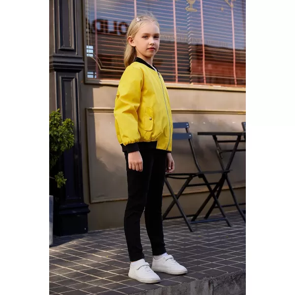 Arshiner Girls Bomber Jacket Casual Coat Zip Up Outerwear with Pockets for 4-12 Years