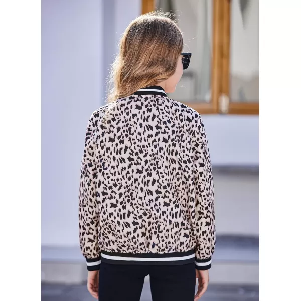 Arshiner Girls Bomber Jacket Casual Coat Zip Up Outerwear with Pockets for 4-12 Years