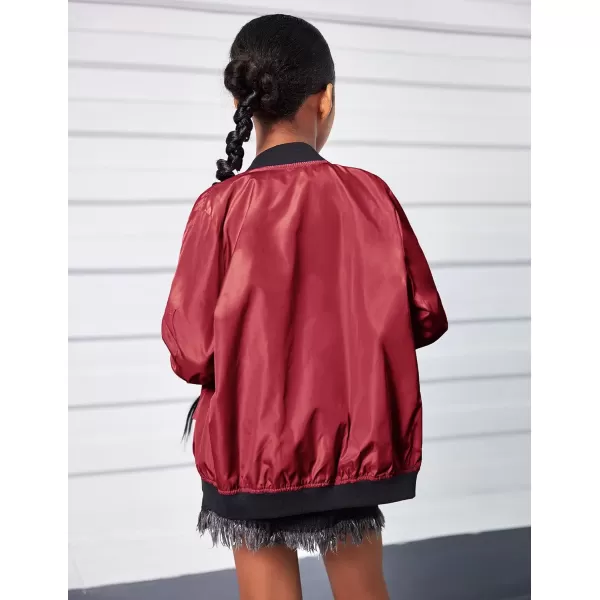 Arshiner Girls Bomber Jacket Casual Coat Zip Up Outerwear with Pockets for 4-12 Years