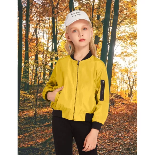Arshiner Girls Bomber Jacket Casual Coat Zip Up Outerwear with Pockets for 4-12 Years