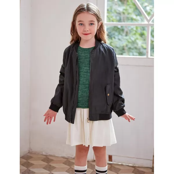 Arshiner Girls Bomber Jacket Casual Coat Zip Up Outerwear with Pockets for 4-12 Years