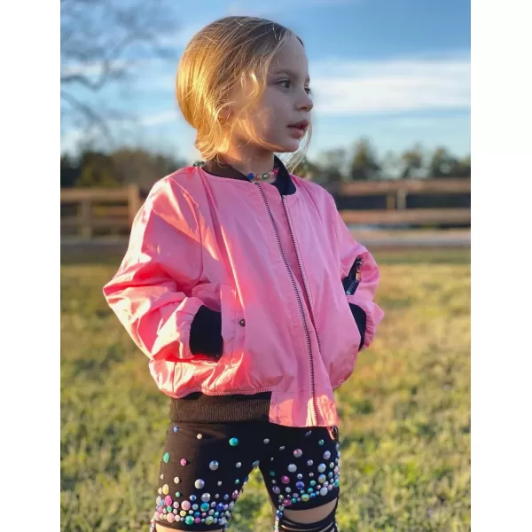 Arshiner Girls Bomber Jacket Casual Coat Zip Up Outerwear with Pockets for 4-12 Years