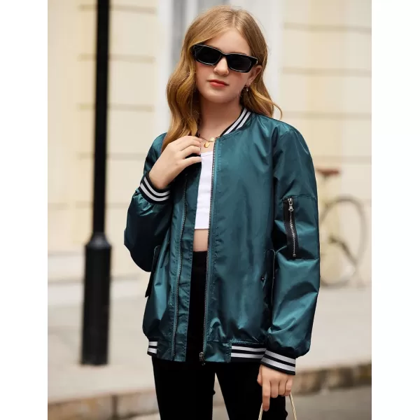 Arshiner Girls Bomber Jacket Casual Coat Zip Up Outerwear with Pockets for 4-12 Years