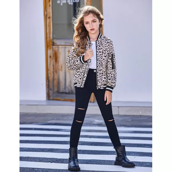Arshiner Girls Bomber Jacket Casual Coat Zip Up Outerwear with Pockets for 4-12 Years