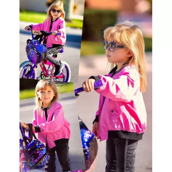Arshiner Girls Bomber Jacket Casual Coat Zip Up Outerwear with Pockets for 4-12 Years