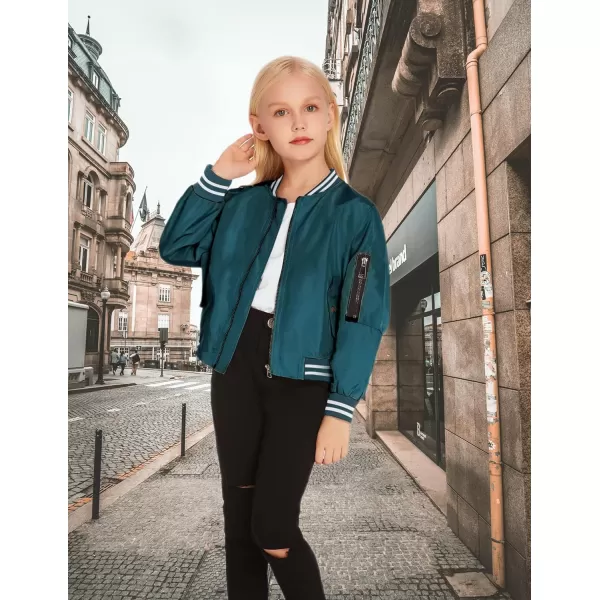 Arshiner Girls Bomber Jacket Casual Coat Zip Up Outerwear with Pockets for 4-12 Years