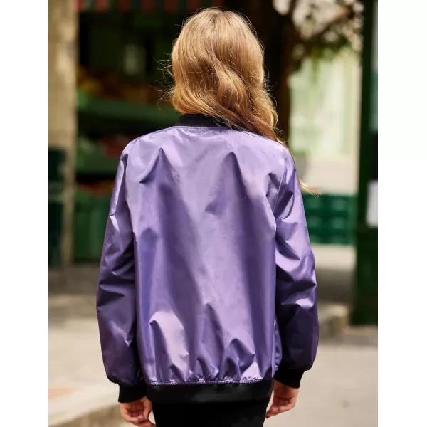 Arshiner Girls Bomber Jacket Casual Coat Zip Up Outerwear with Pockets for 4-12 Years