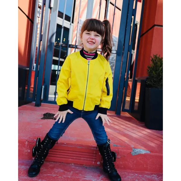 Arshiner Girls Bomber Jacket Casual Coat Zip Up Outerwear with Pockets for 4-12 Years