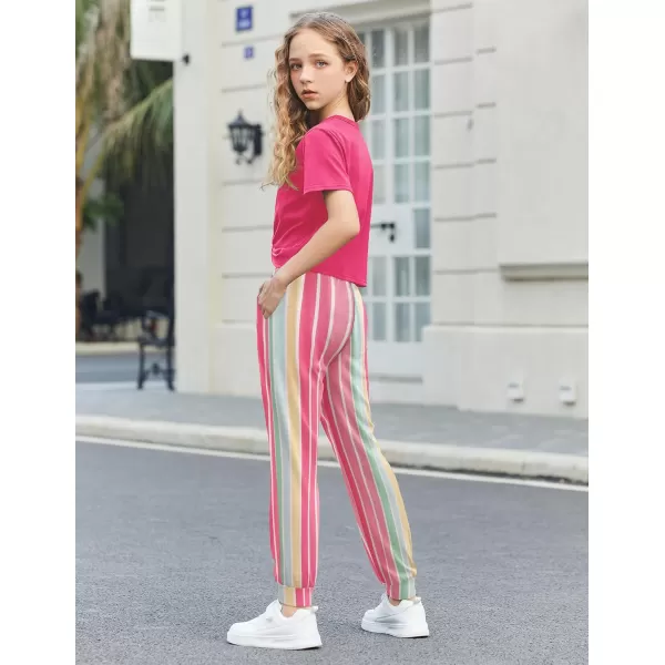 Arshiner Girls Clothing Sets Tie Dye Twist Front Tops &amp; Sweatpants Outfits Sportwear Sweatsuits Tracksuits 4-13 Year