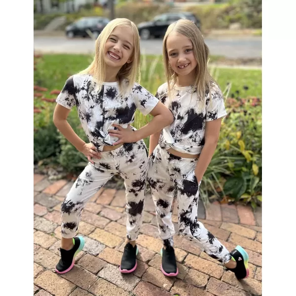 Arshiner Girls Clothing Sets Tie Dye Twist Front Tops &amp; Sweatpants Outfits Sportwear Sweatsuits Tracksuits 4-13 Year