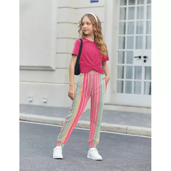 Arshiner Girls Clothing Sets Tie Dye Twist Front Tops &amp; Sweatpants Outfits Sportwear Sweatsuits Tracksuits 4-13 Year