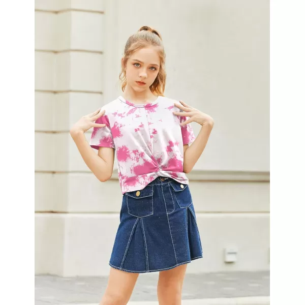 Arshiner Girls Clothing Sets Tie Dye Twist Front Tops &amp; Sweatpants Outfits Sportwear Sweatsuits Tracksuits 4-13 Year