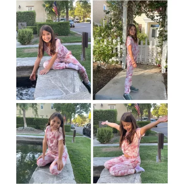 Arshiner Girls Clothing Sets Tie Dye Twist Front Tops &amp; Sweatpants Outfits Sportwear Sweatsuits Tracksuits 4-13 Year