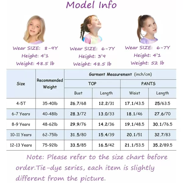 Arshiner Girls Clothing Sets Tie Dye Twist Front Tops &amp; Sweatpants Outfits Sportwear Sweatsuits Tracksuits 4-13 Year