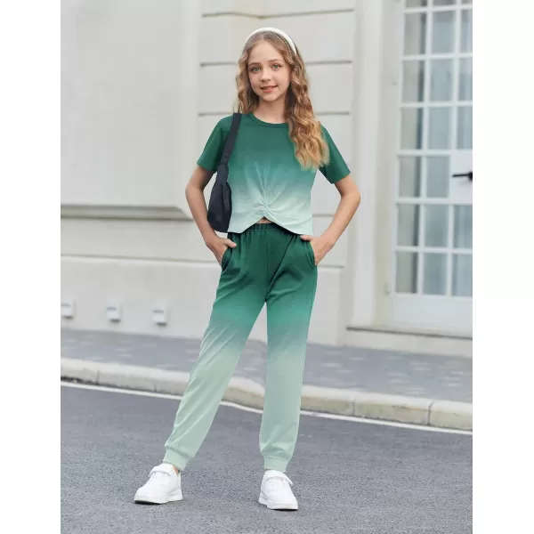Arshiner Girls Clothing Sets Tie Dye Twist Front Tops &amp; Sweatpants Outfits Sportwear Sweatsuits Tracksuits 4-13 Year