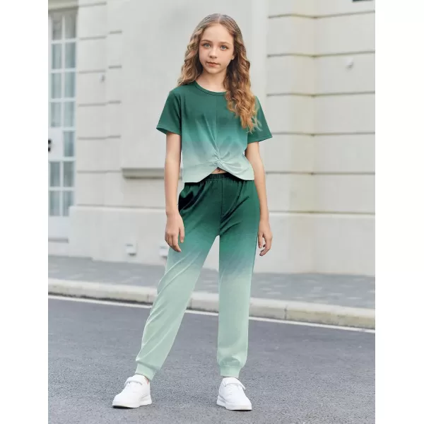Arshiner Girls Clothing Sets Tie Dye Twist Front Tops &amp; Sweatpants Outfits Sportwear Sweatsuits Tracksuits 4-13 Year