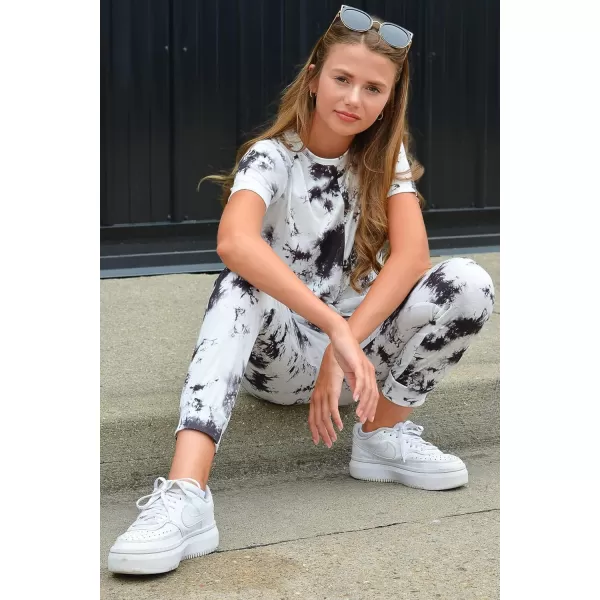 Arshiner Girls Clothing Sets Tie Dye Twist Front Tops &amp; Sweatpants Outfits Sportwear Sweatsuits Tracksuits 4-13 Year