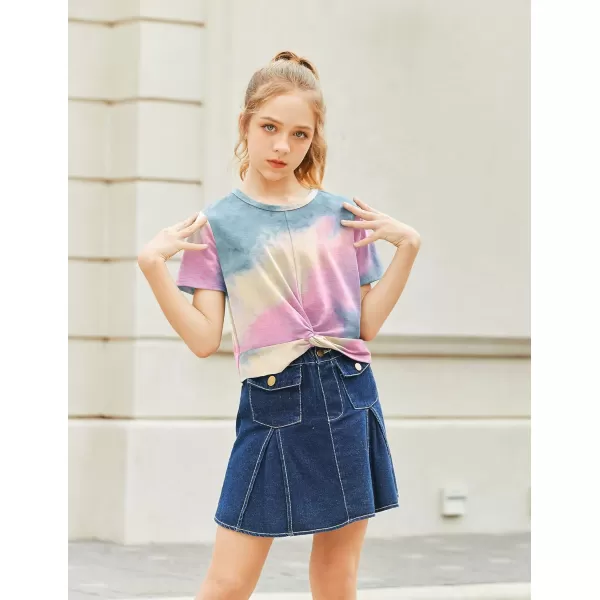 Arshiner Girls Clothing Sets Tie Dye Twist Front Tops &amp; Sweatpants Outfits Sportwear Sweatsuits Tracksuits 4-13 Year