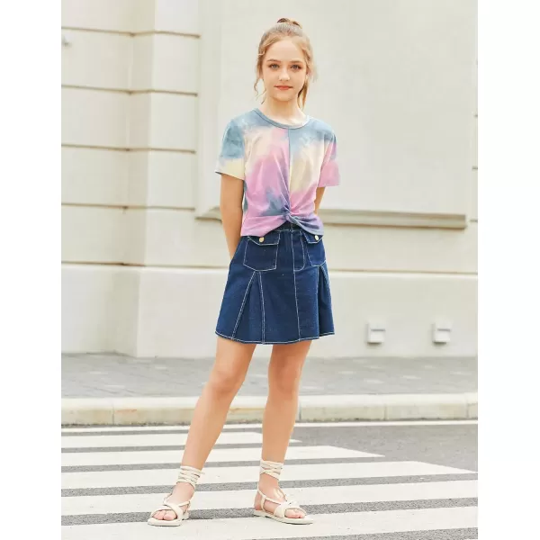 Arshiner Girls Clothing Sets Tie Dye Twist Front Tops &amp; Sweatpants Outfits Sportwear Sweatsuits Tracksuits 4-13 Year